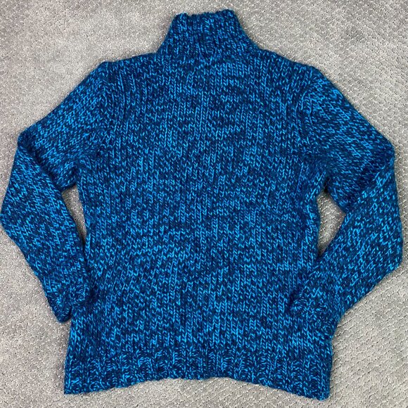 LL Bean Signatures Alpaca Wool Sweater Women's Medium Blue Marled Turtleneck - Picture 3 of 8